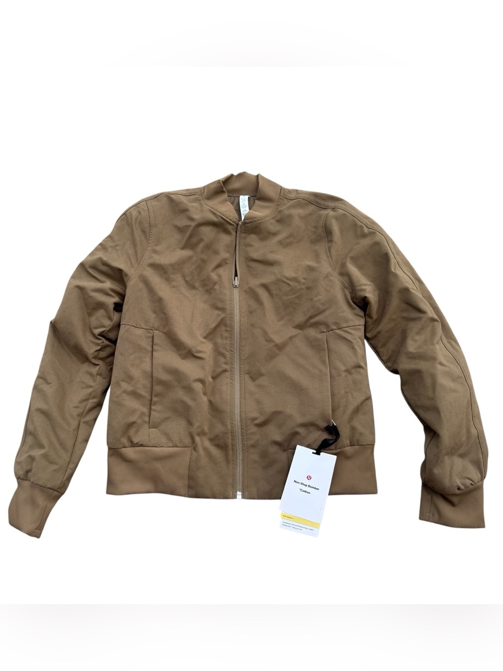 NEW lululwmon Women’s Non Stop Bomber Jacket in Brown, Classic Zip Front, Size 6